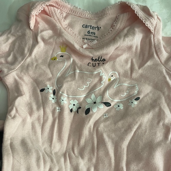 Carter's Light Pink Onesie with Swan and Floral Design - Picture 2 of 3
